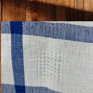Vintage Mid Century Warsaw Polish Hand‎ Woven Plaid Linen Table Runner